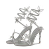 Eilyken Sexy Kristall Schmetterlingsknoten Knöchelriemen Sandalen Damen Mode Offene Spitze Stiletto High Heels Bankett Party Pumps Schuhe