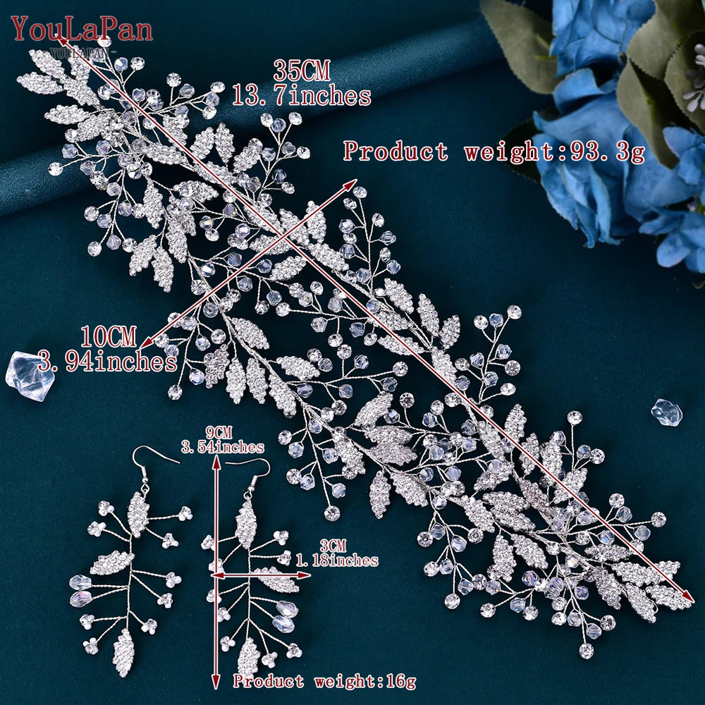 YouLaPan Luxury Bridal Hair Tiara Rhinestone Headband Handmade Wedding Hair Accessories Women Headdress Pageant Headpiece HP398