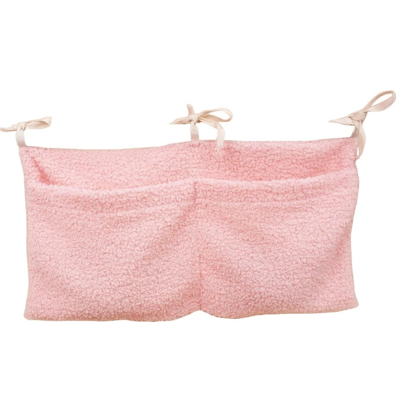 Neuer dicker Plüsch Babybett Hängetasche Tragbare Doppeltaschen Neugeborenen-Bett Spielzeug Organizer Tasche Bettkopfteil Aufbewahrungstasche