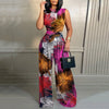 Elegant Women Wide Leg Long Juumpsuit 2024 Spring Summer Fashion Printed Sleeveless Casual Holiday Bodysuits Jumpsuits Trousers