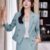 Solid Suits for Women 2024 Spring Fashion Office Ladies Long Sleeve Double Breasted Short Tops Chic Slim High Waisted Pant Suits