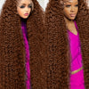 300 Density Chocolate Brown Deep Wave Lace Front Human Hair Wig 40Inch Color Hd Lace Frontal Wig For Women 13x6 Water Curly Wigs
