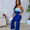 CM.YAYA Fashion Party Women's Set Patchwork Cascading Ruffles Strap Crop Top and Wide Leg Suit 2025 Chic Two 2 Piece Sets Outfit