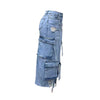 Mid Length Skirts Women Denim Skirt Hole Pockets A Line Slit Slim Y2k Streetwear Elegant Splice Y2k High Waist Summer 2025