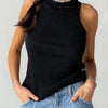 Ribbed Knitted Tops Neck Summer Basic Shirts White Black Casual Sport Vest Off Shoulder Green Women's Tank Top