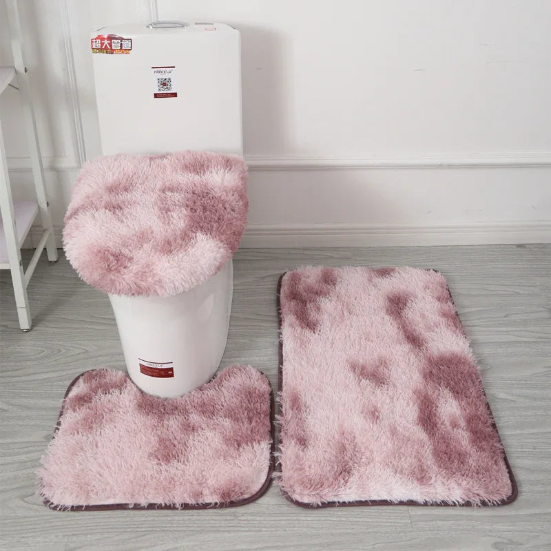 Soft Bathroom Rug 3-Piece Bathroom Rug and Rug Set Anti-Slip Mat Set Toilet Mat Set Bathroom Rug Set 3-Piece