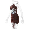 Sexy Spaghetti Strap String Cross Bodycon Dress for Women Solid Backless Cut-out Night Club Dress Summer Sleeveless  Mini Dress