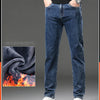 Winter Fleece Dicke Warme Jeans Herren Slim Straight Elastische Denim-Hose Lässige Herrenbekleidung Mode Plüschhose