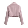 Autumn Notched Collar Open Stitching Blazer Vintage Women Full Sleeve High Waist Short Suit Cool Girl Coat Outwear