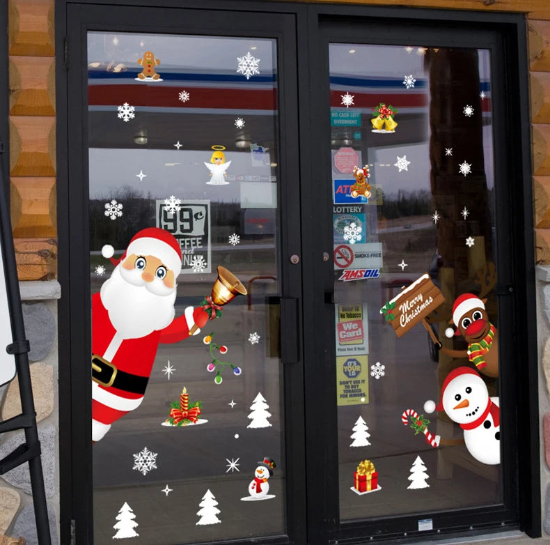 Weihnachtsfensteraufkleber Frohe Weihnachten Dekorationen für Zuhause 2024 Weihnachtsschmuck Xmas Navidad Natal Geschenke Neujahr 2025