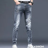 Fashion Printed Jeans Men's Korean Brand Embroidery Badge Pattern Youth Ripped Small Feet Teenagers Cowboy Pencil Pants