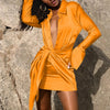 2023 Elastic Elegant Single Breasted Dress Retro Lapel Satin Tight-fitting High Waist Wrap Hips Ruched Short Dress Sexy Clubwear