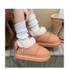 Bow Knot Short Ankle Snow Boots Women Winter Plush And Thick Insulation Waterproof PU Cotton Household Shoes Home Slipper Women