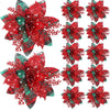 5 Stück 14,5 cm Glitzer künstliche Weihnachtsblumen fröhliche Weihnachtsbaumdekoration Neujahrsornamente gefälschte Blumen Weihnachten Natal