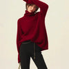 Rollkragenpullover 100% Kaschmir Pullover Damen lose verdickend Anti-Aging Nische Vintage Roter Rundhals-Pullover Damen Langarm