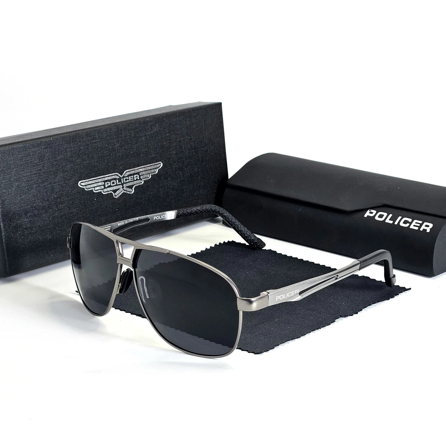 Policer Sunglasses for Men Polarized Sun Glasses Travel Eyewears Classic Pilot Goggle with UV 400 Protection Luxury brands