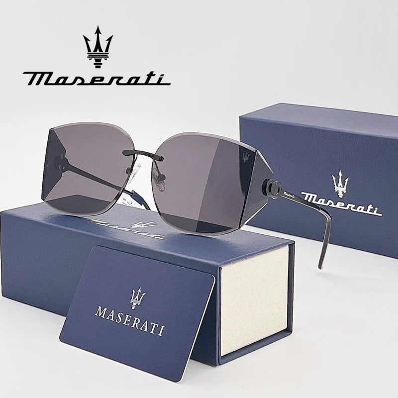 MASERATI Sunglasses New Fashion goggles Stylish Unframed Metal rimmed Shades for Men Women Cool Pose Trendy Design 10785