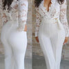 Weißer Overall Damen, elegant, Spitze, lang, Einteiler, hohe Taille, Federn, Y2k, sexy, Hochzeitsfeier, Abend, Jumpsuit