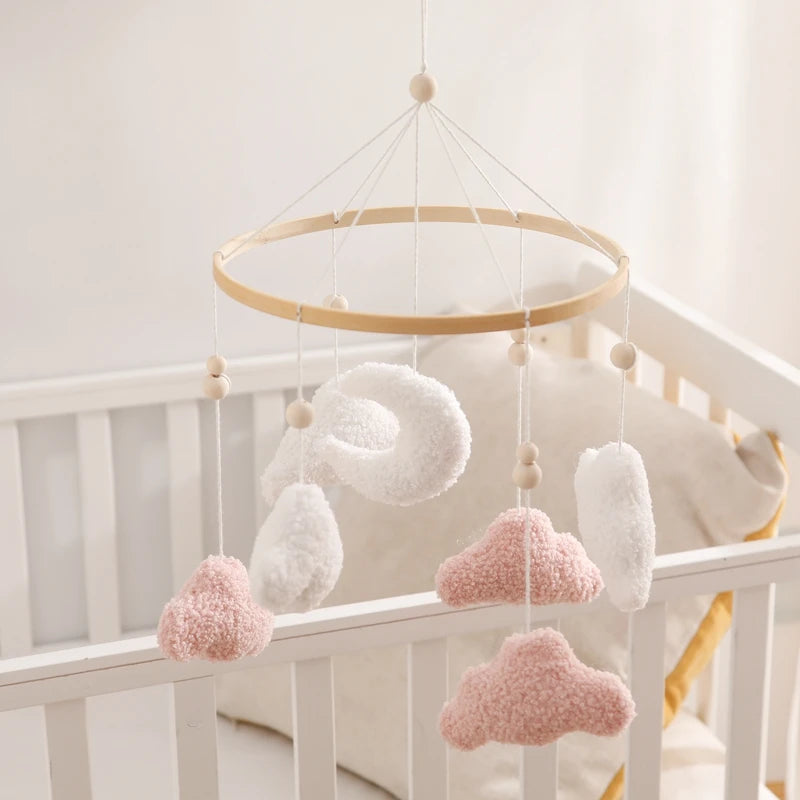 Baby-Kinderbett-Mobile-Rassel-Spielzeug 0-12 Monate Säugling Weicher Filz Teddy Samt Rosa Bär Bettglocke Hängendes Spielzeug Halterung Babybett Mädchen Spielzeug