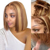 Peruanische Highlight P4/27 Bob Lace Front Perücken 100% Echthaar Perücken Bob Lace Perücken für Frauen Ombre Blonde Glatte Lace Closure Perücke