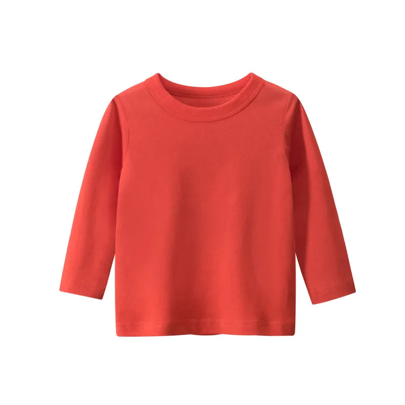 2025 Spring Autumn 2-10 Years Children'S Candy Color Sweet Long Sleeve High Neck Unisex Kids Girl Boy Basic Turtleneck T-Shirt