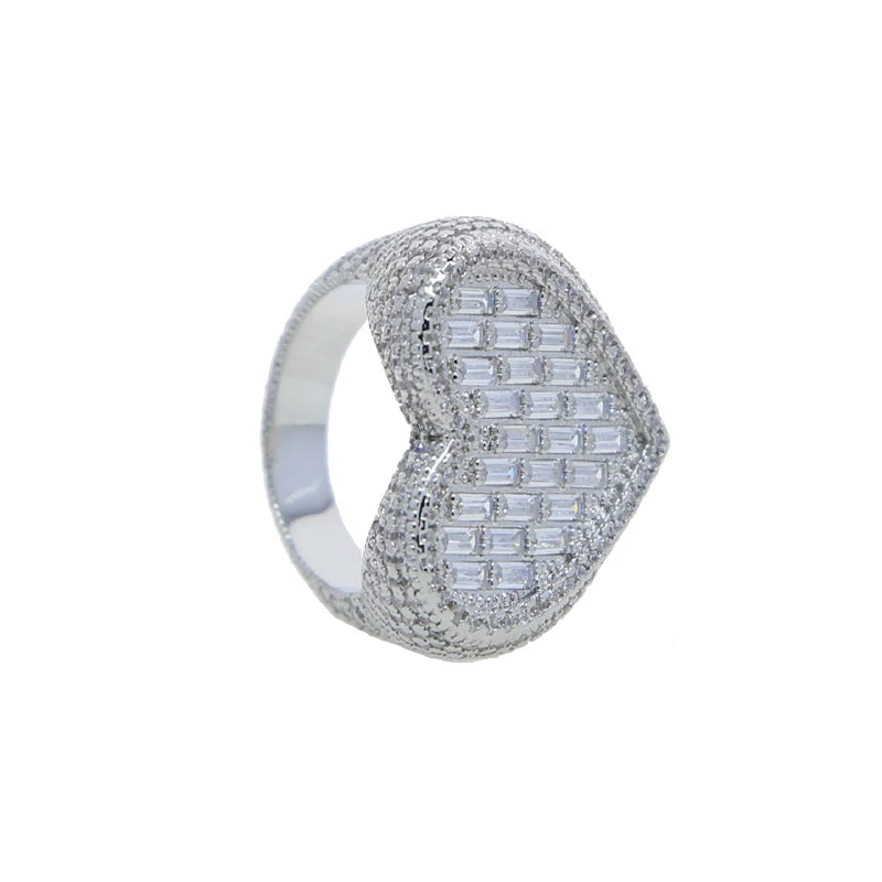 Full Micro Paved CZ Hollow Heart Ring High Quality Iced Out Bling Cubic Zirconia For Women Girlfriend Valentines Finger Jewelry