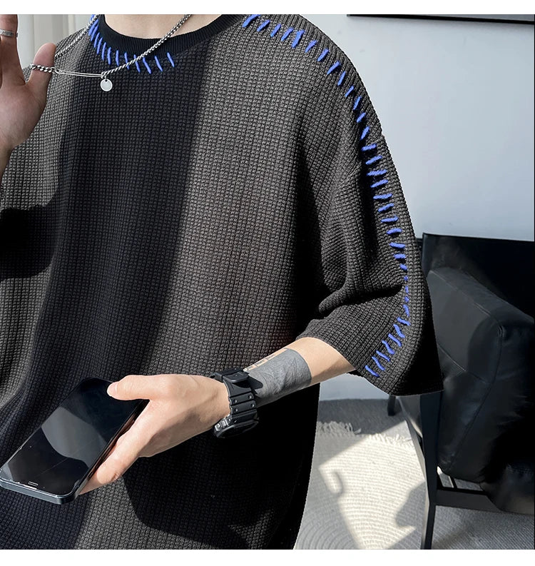 Herren Sommer Qualität T-Shirts Manuelle Naht Harajuku Lässiges T-Shirt Für Männer 2023 Neu Neutral Oversize T-Shirts Kurzarm Oberteile