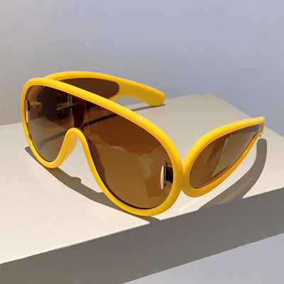 Y2K Oversized Luxus Designer One-Piece Sonnenbrillen Damen Herren Trend Sonnenbrillen Punk Mirror Shades Vintage Sportbrillen