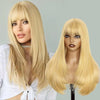 Light Brown Short Bob Layered Lace Front Wig With Bangs Straight Lace Frontal Wig 13x4 Glueless Synthetic Heat Resistant Cosplay