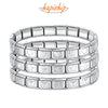 Hapiship 2024 Women's Jewelry 9mm Width Itanlian Elastic Star Heart Butterfly Charm Bracelet Fashion Stainless Steel Bangle ST-