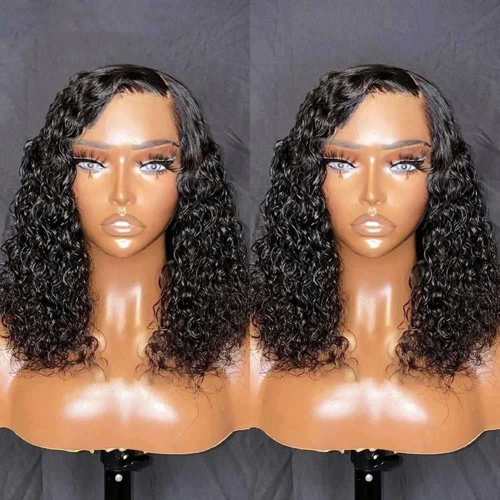Wear And Go Water Wave Bob Lace Perücke für Frauen gelockt 6x4 Glueless Echthaar Perücke 4x4 Ready To Go Echthaar Perücken Pre-Cut Lace Perücke