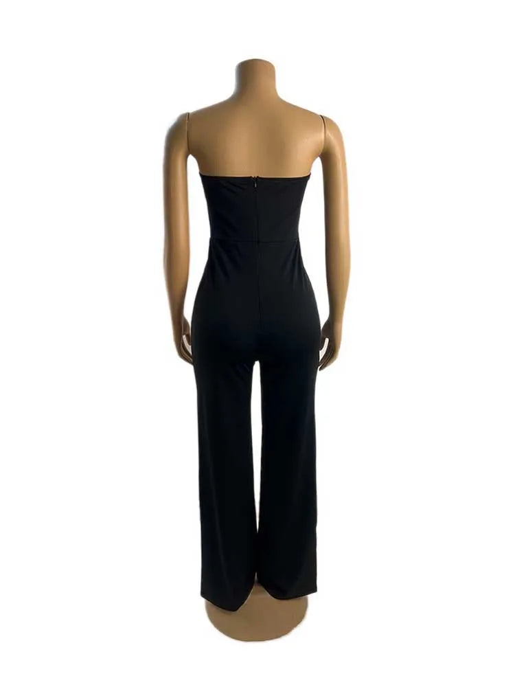 Damen Sommer Trägerloser Jumpsuit Sexy Einteiler Outfits Cut Out Taille Party Jumpsuit Kleidung Damen Langer Rückenfreier Overall