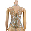 Nightclub Big Pearls Bandage Top Collection Party Shiny Rhinestones Sexy  Backless Singer Dancer Show Party Show Costume dazhu