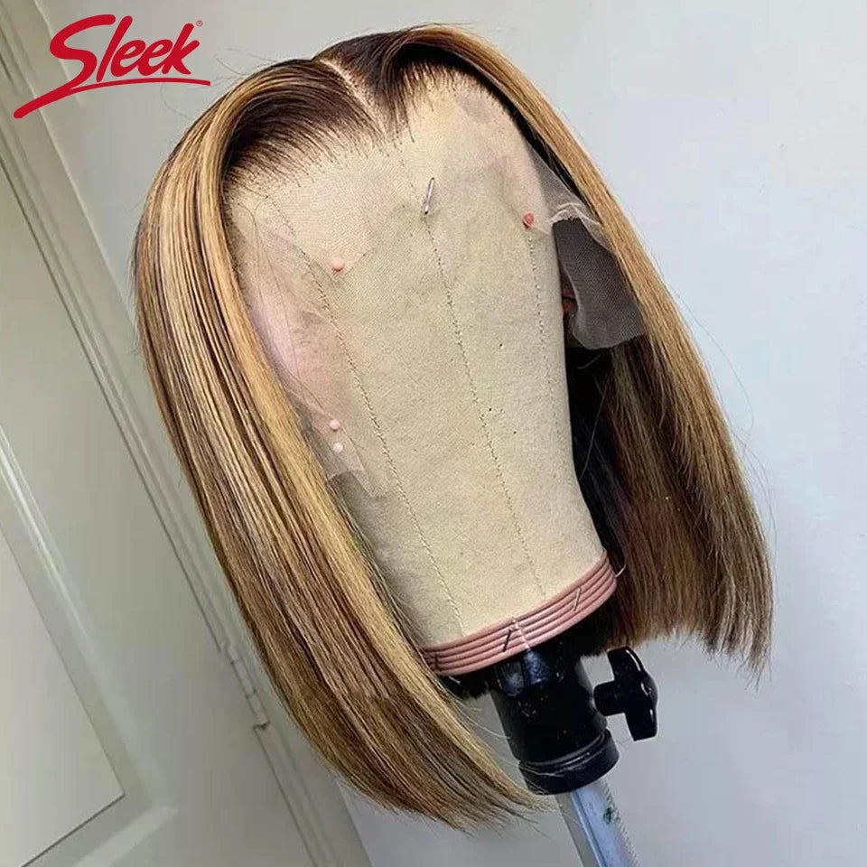 Peruanische Highlight P4/27 Bob Lace Front Perücken 100% Echthaar Perücken Bob Lace Perücken für Frauen Ombre Blonde Glatte Lace Closure Perücke