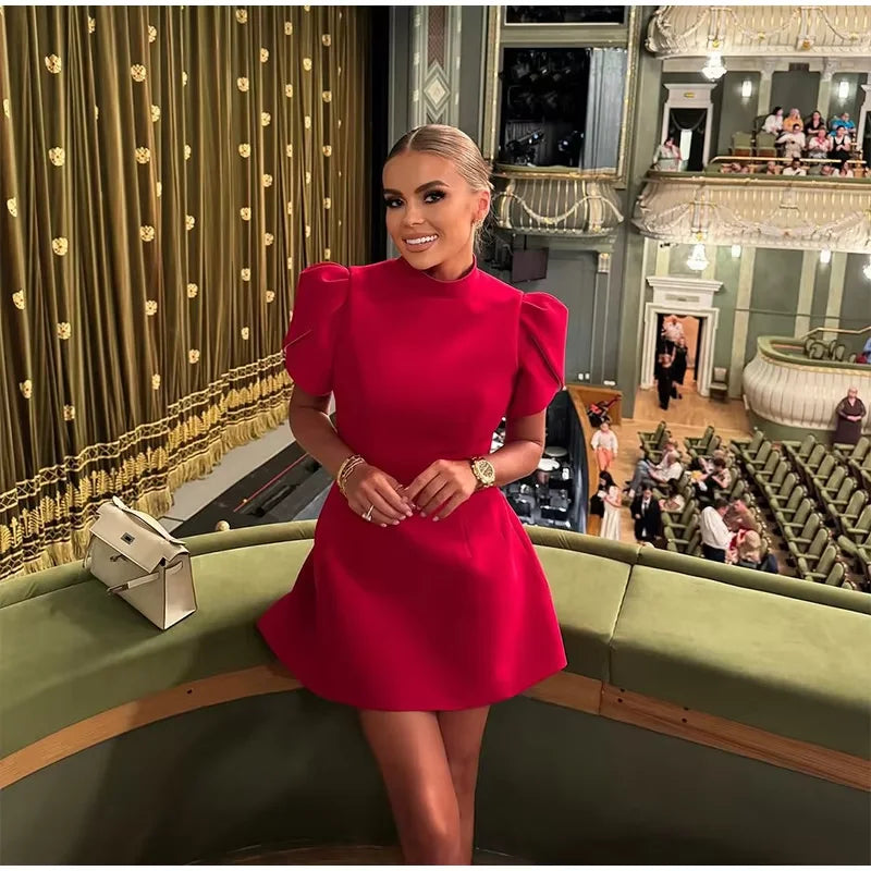 Elegantes Damen Luxus Aushöhlen Rote Schleife Freizeit Minikleid Schleife Abendparty Formelle Kurze Kleider Neu Schwarz Weiß Kleider Street