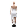 CM.YAYA Women Strapless Sleeveless Ruched Stacked Mini Dress 2025 Summer Beach Vacation Party Birthday Street Sexy Dresses