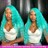 13x4 13x6 Green Blue Lace Front Wigs Human Hair Deep Wave Lace Closure Frontal Wig Deep Curly Mint Green Colored Human Hair Wigs