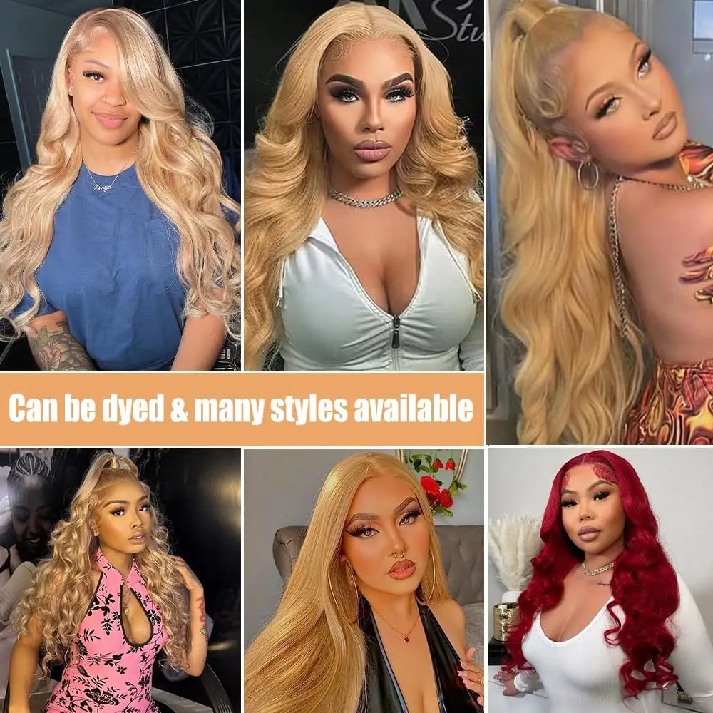 #27 Honigblond Echthaarperücken 13X4 Transparent Spitze Vorgezupfte Body Wave Echthaar Lace Frontal Perücke 200 Dichte 20-32 Zoll