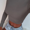 Solid Basic Long Sleeve Womens Tshirt Casual Black White Fashion Crop Top T Shirt Ladies Fashion Korean Tee Shirt