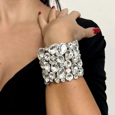 Bling Kristall Übertreibung Hand Armreif Wassertropfen Design für Damen Modenschau Strass Armreif Armband Hochzeitsschmuck
