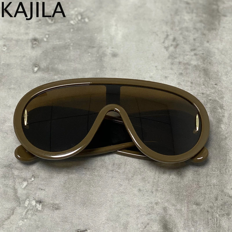 Oversized Wellen-Masken-Sonnenbrille Einteilige Damen-Sport-Y2K-Punk-Sonnenbrille für Damen 2024 Luxusmarke Steampunk-Brillen-Goggle
