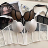 French Ladies Transparent Mesh Corset Sexy Shaper Thin Bra Set Night Club Sweet Cropped Top Girls Hot Bra and Panties Bralette