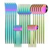 30Pcs/Set Stainless Steel Dinner Black Gold Dinnerware Set Knife Fruit Fork Spoon Cutlery Set Kitchen Tableware Silverware Sets