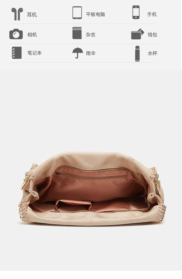 Designer's retro braided chain environmental microfiber handbag Women's new fashion multi-functional large capacity shoulder bag