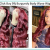 13X4 HD Transparente Lace Front Perücken Burgunderrote Echthaarperücken Vorgezupft 30 Zoll Body Wave Lace Front Perücken für Frauen Gelockt