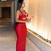 Weird Puss Sexy Party Dress Women Ring Clasp Chic Hollow Backless Sleeveless Low-Neck Birthday Banquet Rave Bodycon Vestidos