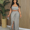 CM.YAYA Summer Women Sets Sleeveless Sexy Strap Crop Top and Tassel Long Skirt Sets Night Club Party Beach 2 Two Piece Sets