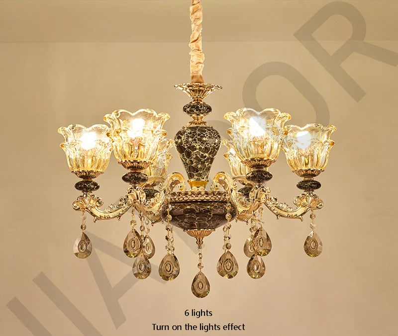 Kronleuchter Wohnzimmer Groß Luxus Kristall Lampe Esszimmer Schlafzimmer Dekoration Französischer Retro Kronleuchter Beleuchtung