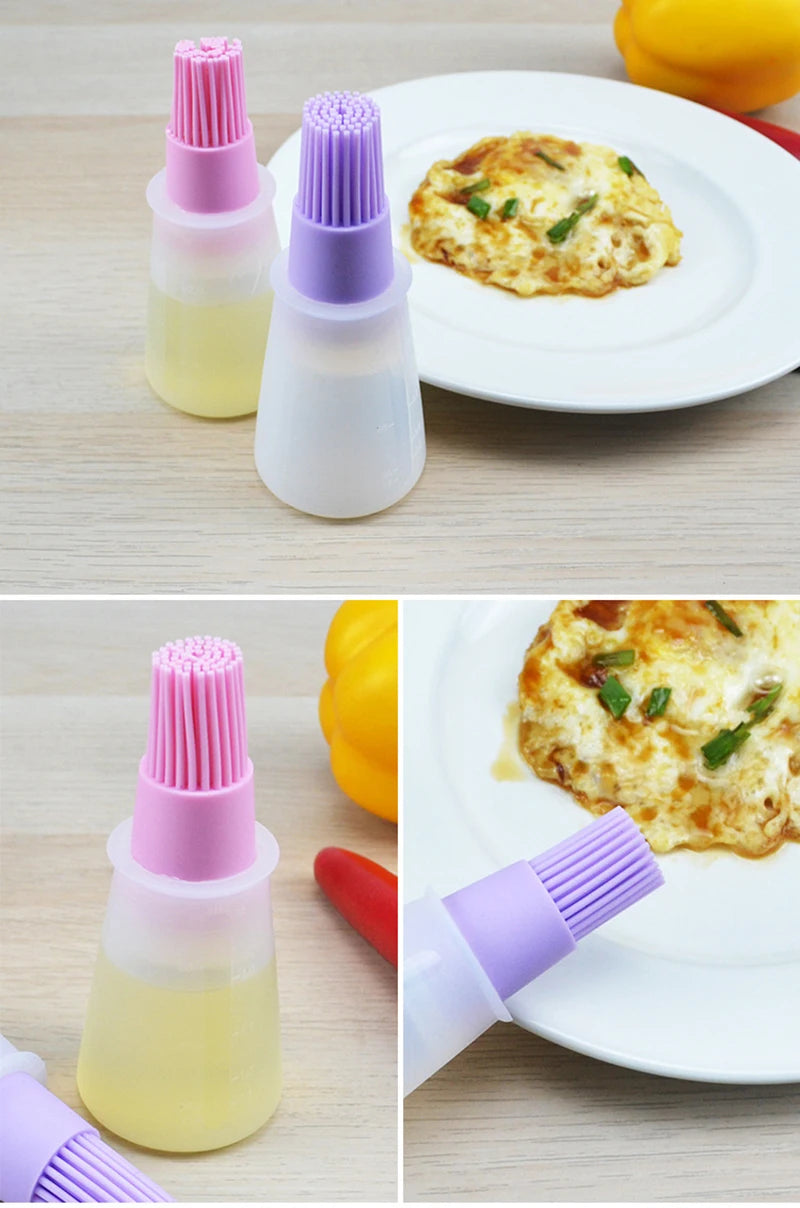 Kitchen Gadgets Barbecue Oil Brush Silicone BBQ Honey Oil Bottle With Brush Convenient Basting Cooking Tools Kitchen Accessories