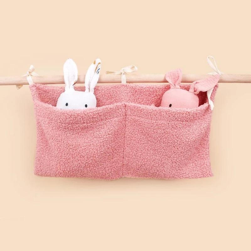 Neuer dicker Plüsch Babybett Hängetasche Tragbare Doppeltaschen Neugeborenen-Bett Spielzeug Organizer Tasche Bettkopfteil Aufbewahrungstasche